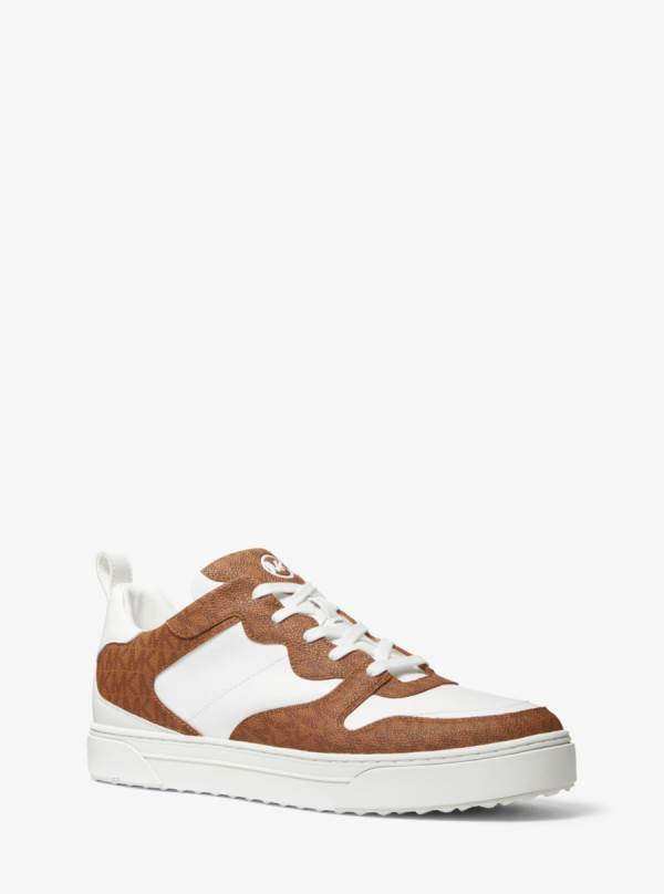 Panske Tenisky Michael Kors Baxter Logo and Leather Hnede - Topanky Michael Kors Vypredaj | CBYGF-4103